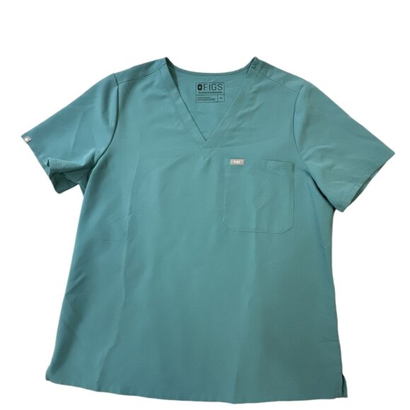 FIGS Technical Collection Women's sz XL Green V-Neck Top Pocket Scrubs FW1000 - Picture 1 of 10
